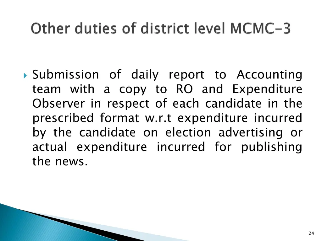 submission of daily report to accounting team