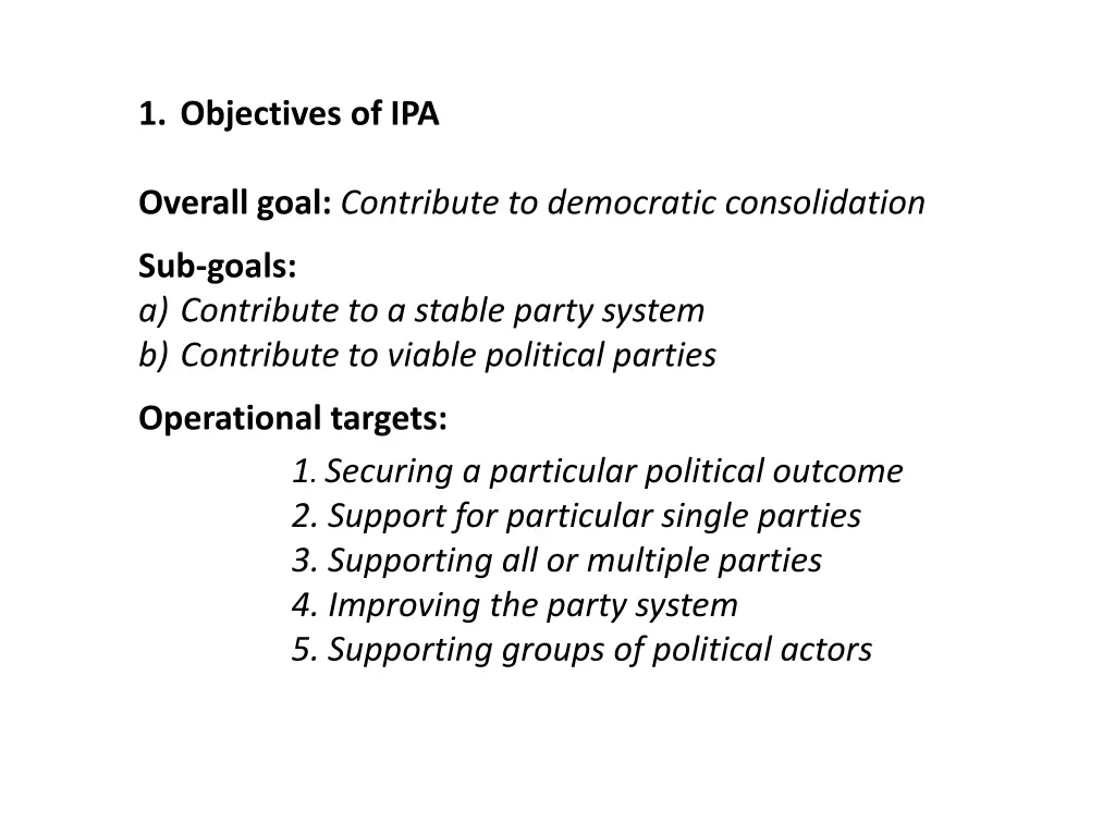 1 objectives of ipa