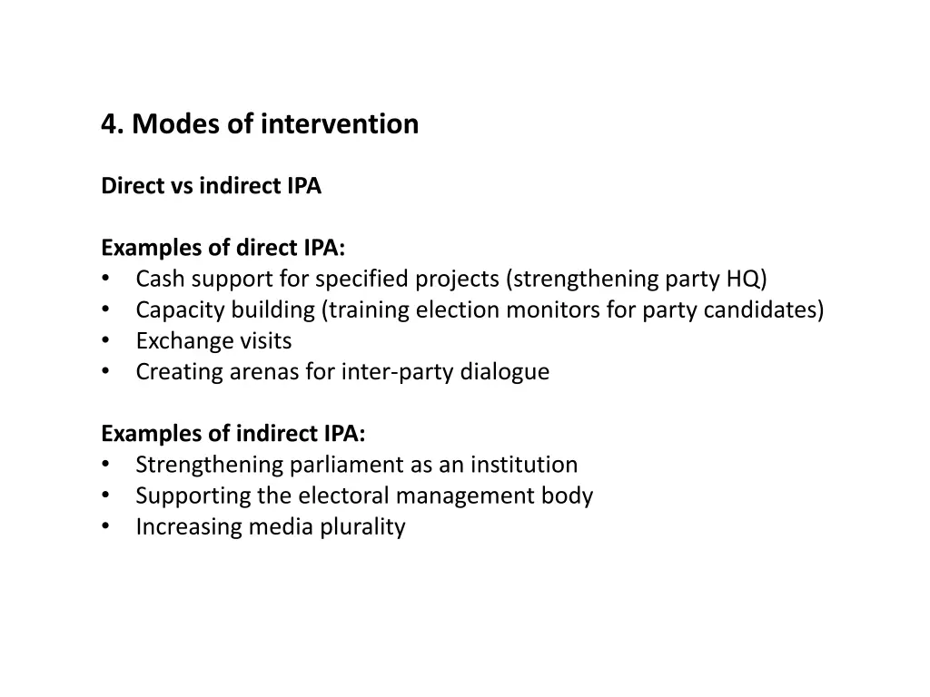 4 modes of intervention