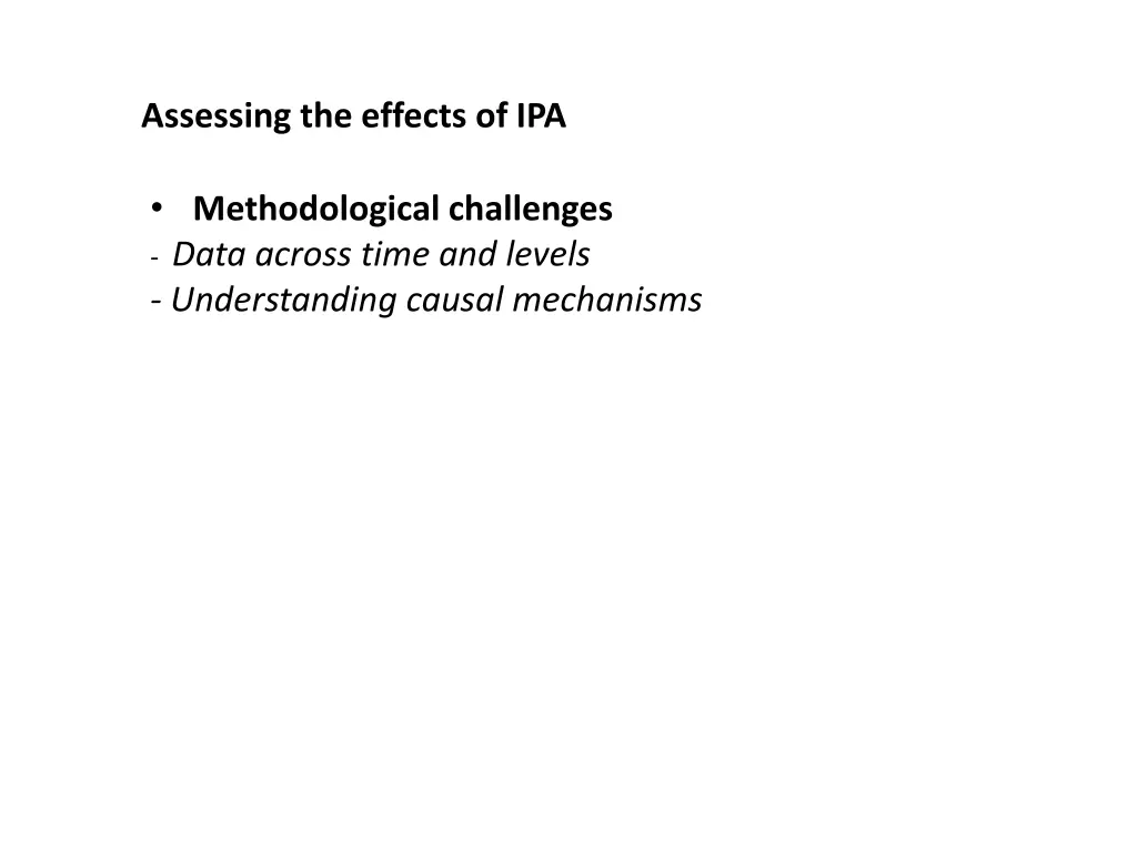 assessing the effects of ipa