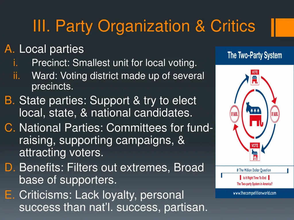 iii party organization critics