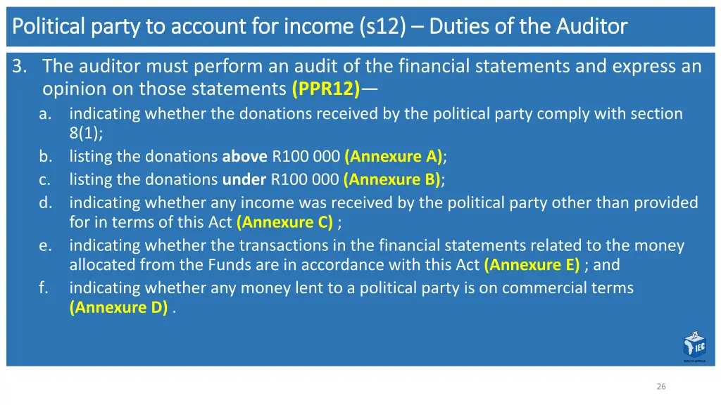 political party to account for income 2