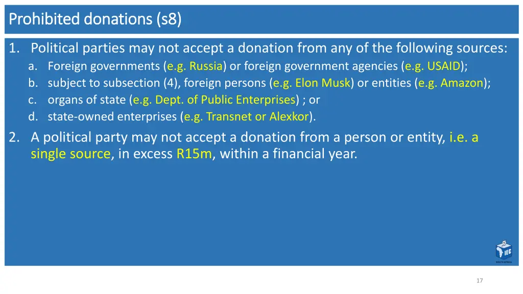 prohibited donations s8 prohibited donations s8