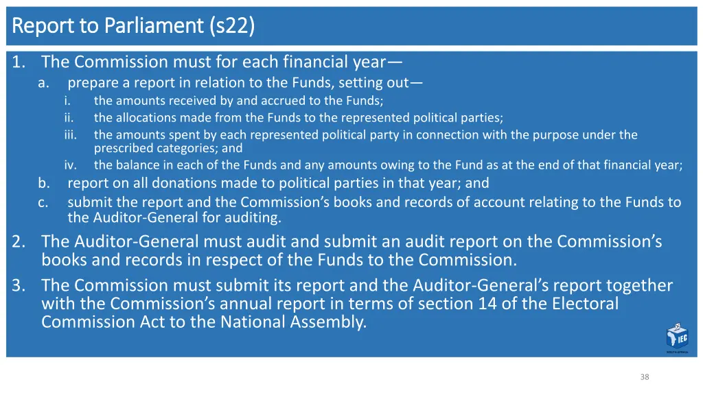 report report to parliament to parliament s22