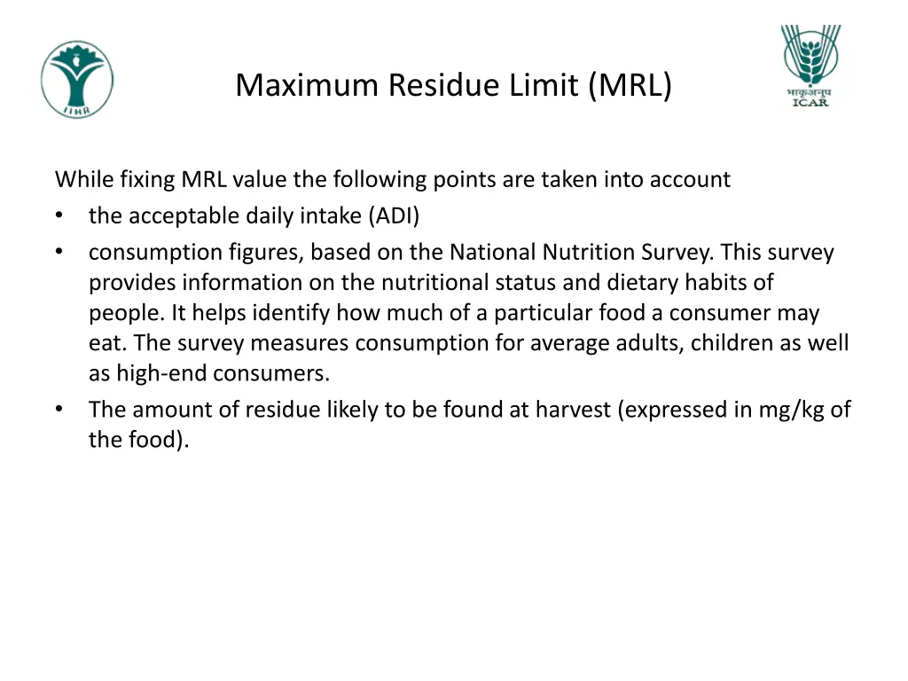 maximum residue limit mrl 1