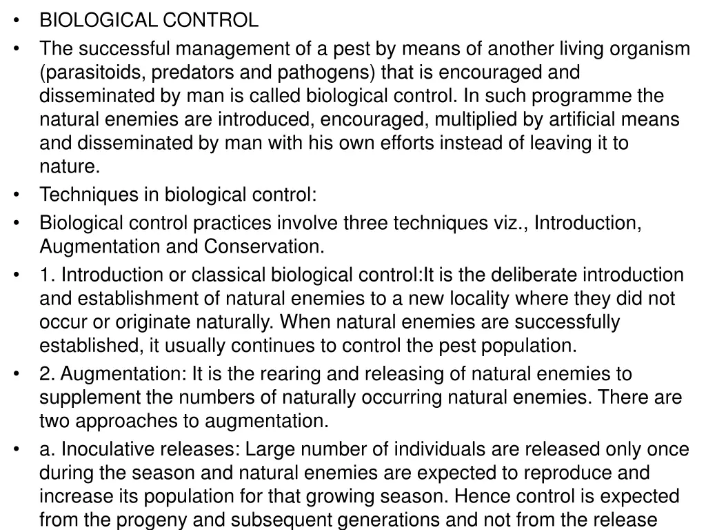 biological control the successful management