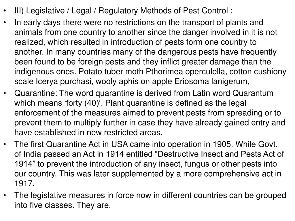 iii legislative legal regulatory methods of pest