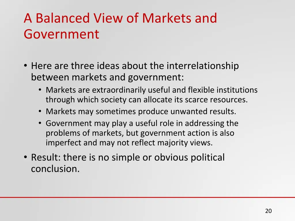 a balanced view of markets and government