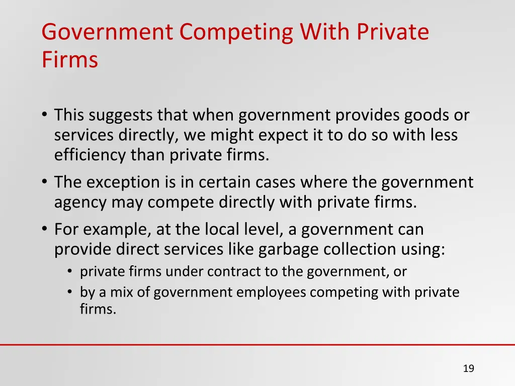 government competing with private firms