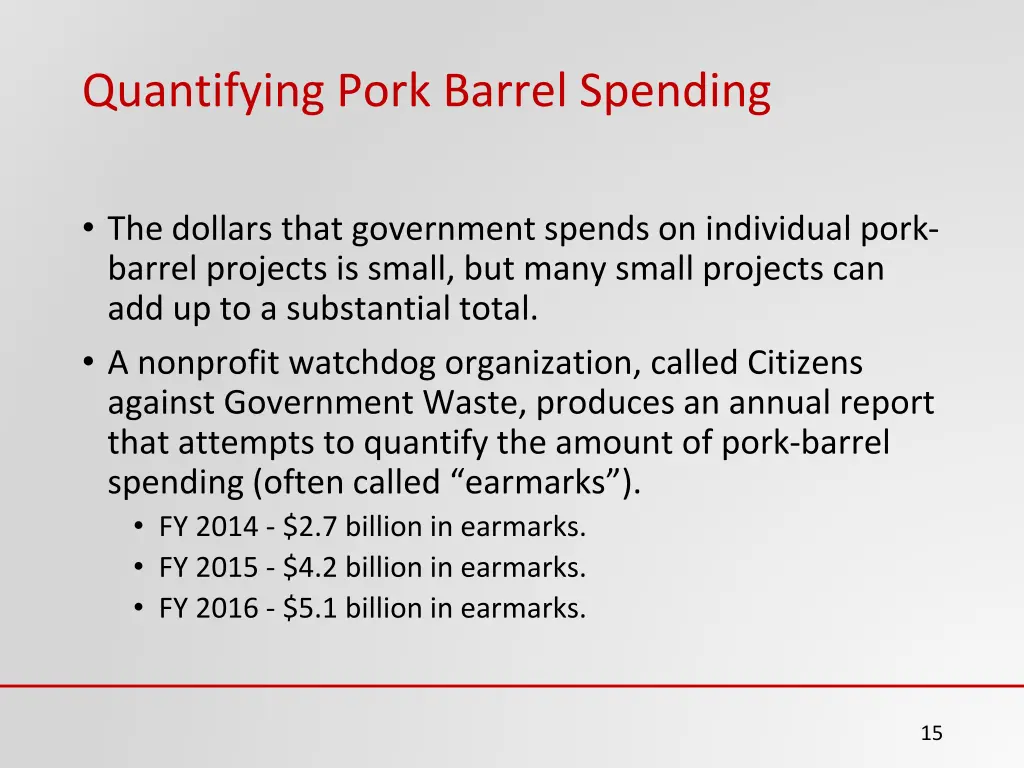 quantifying pork barrel spending