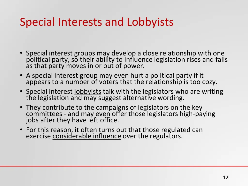 special interests and lobbyists