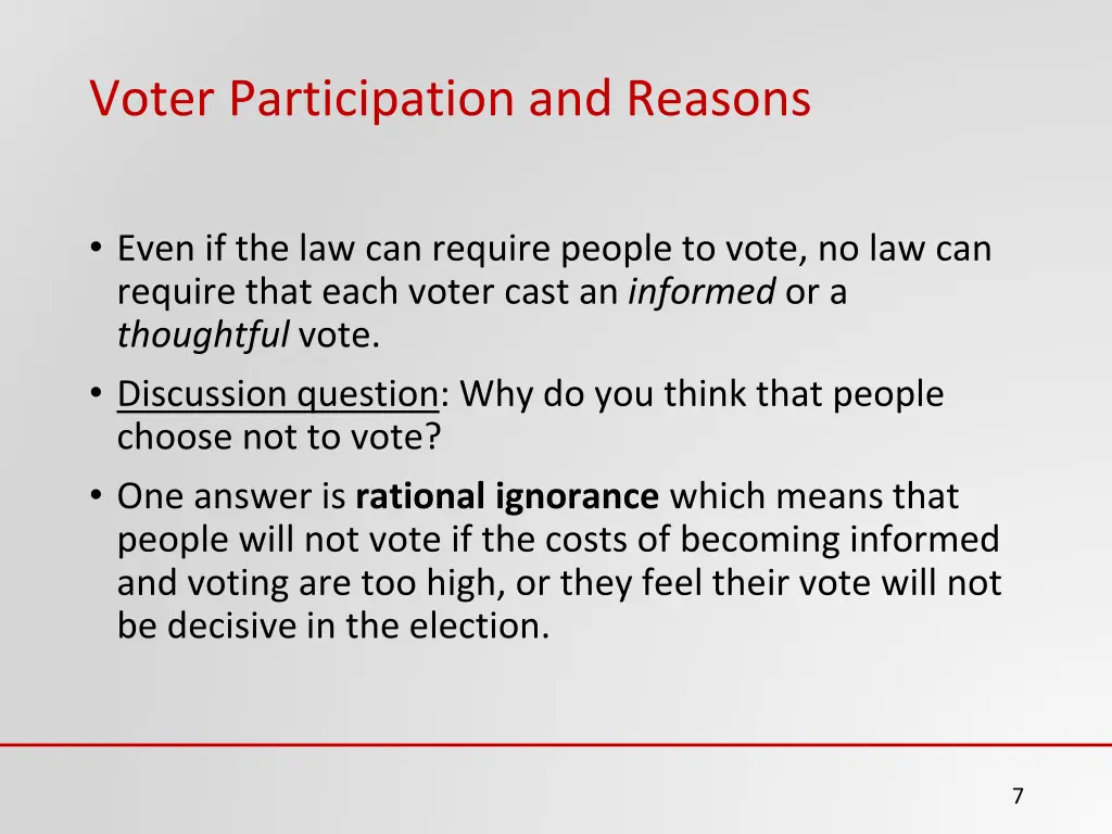 voter participation and reasons