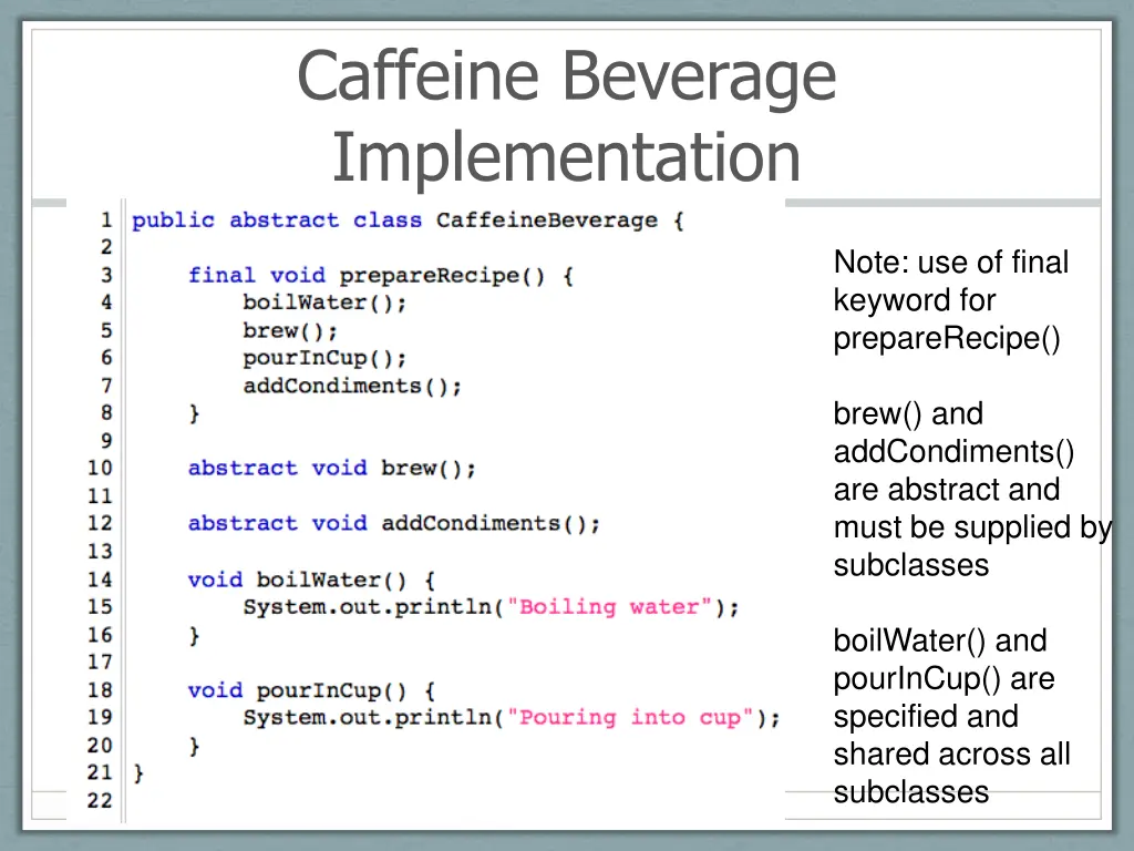 caffeine beverage implementation