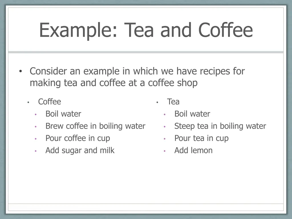 example tea and coffee