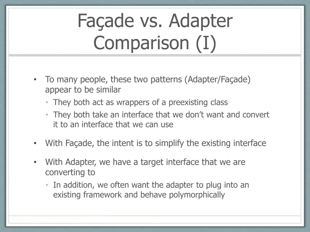 fa ade vs adapter comparison i