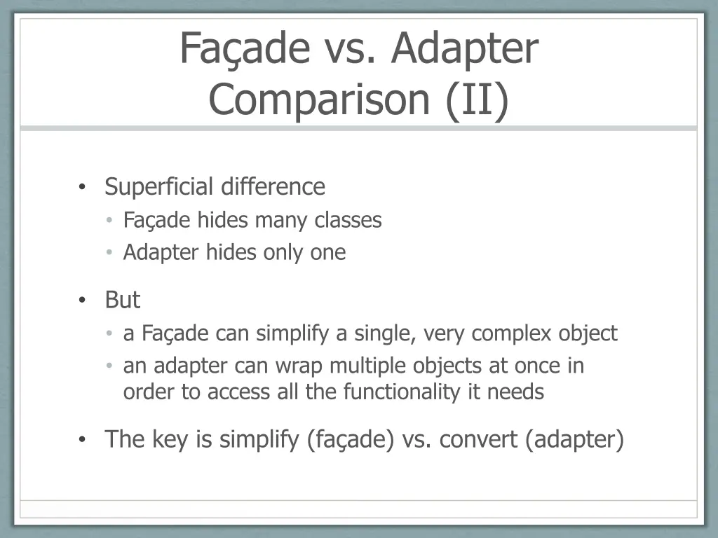 fa ade vs adapter comparison ii