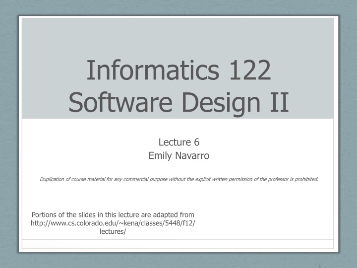 informatics 122 software design ii