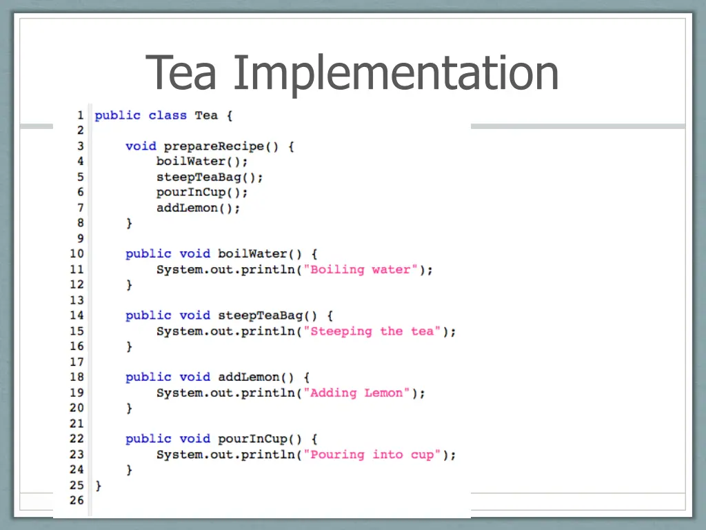 tea implementation