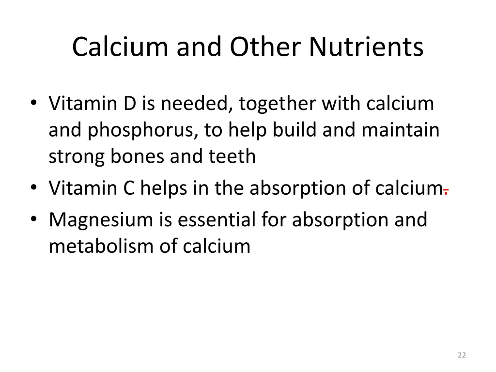 calcium and other nutrients