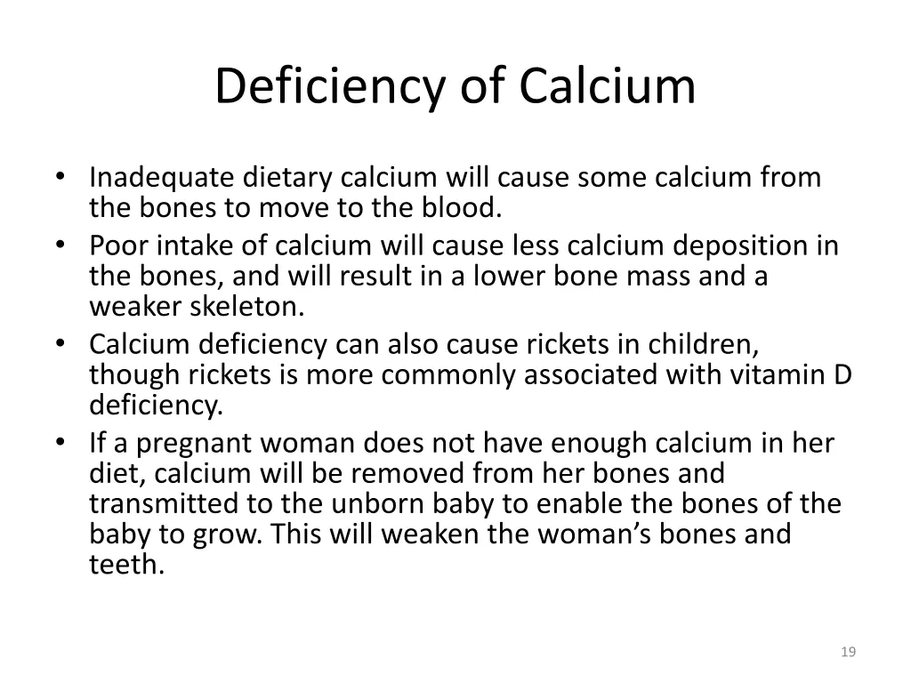 deficiency of calcium