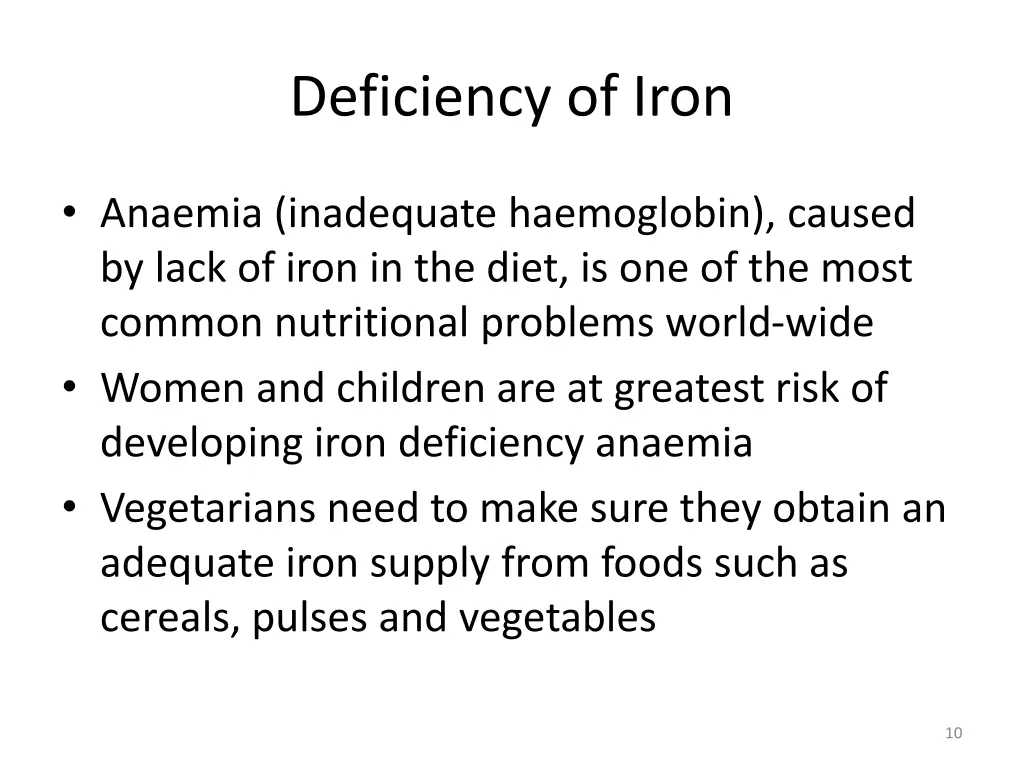 deficiency of iron