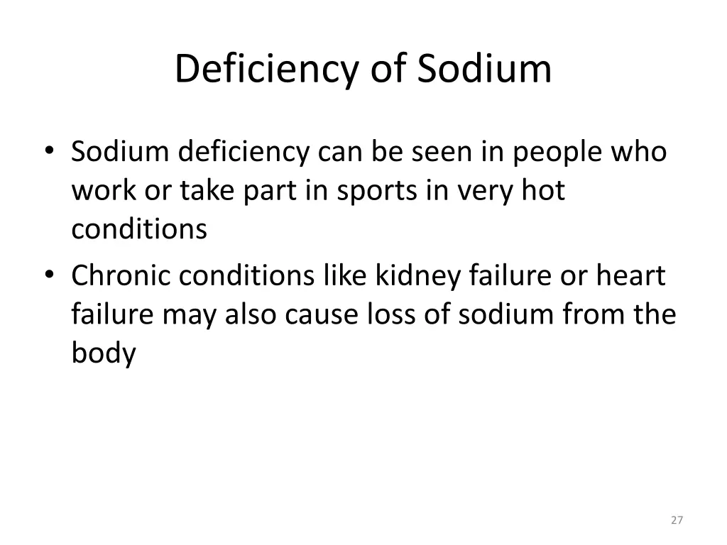 deficiency of sodium