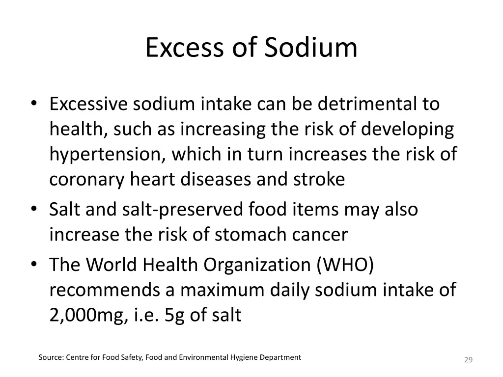 excess of sodium