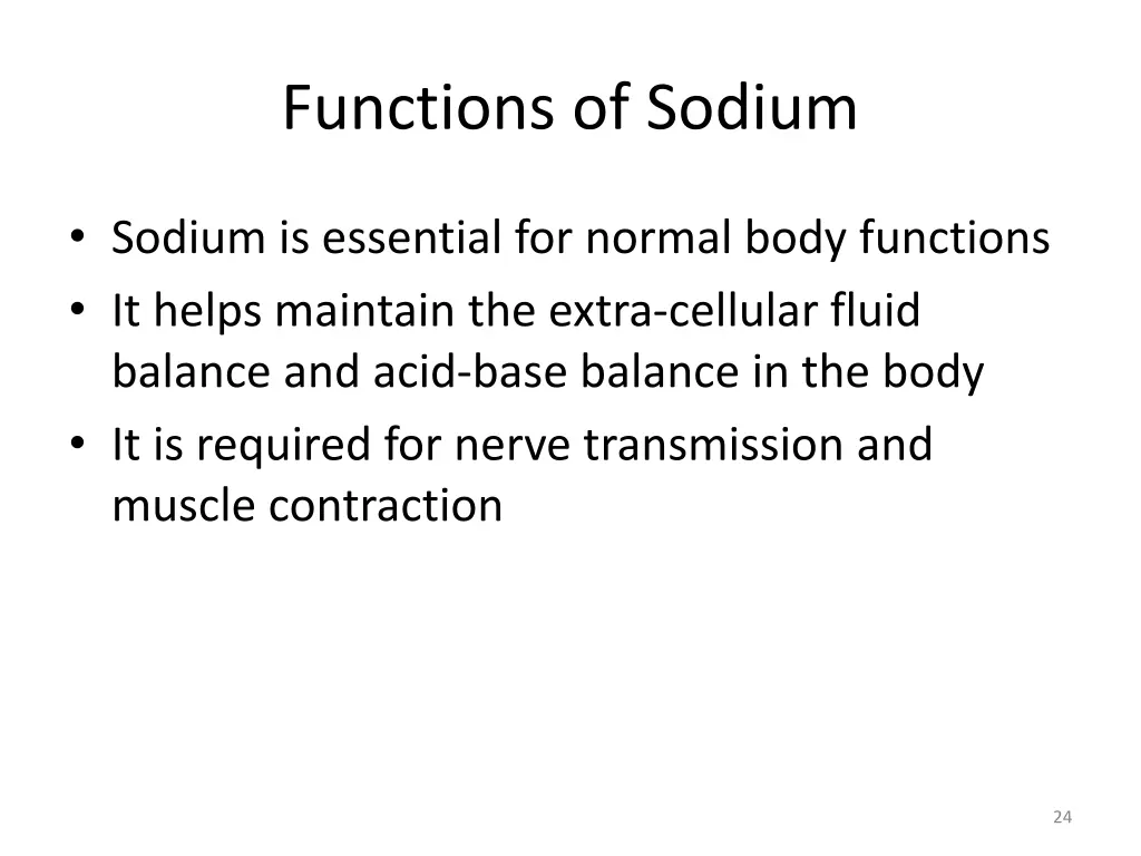 functions of sodium