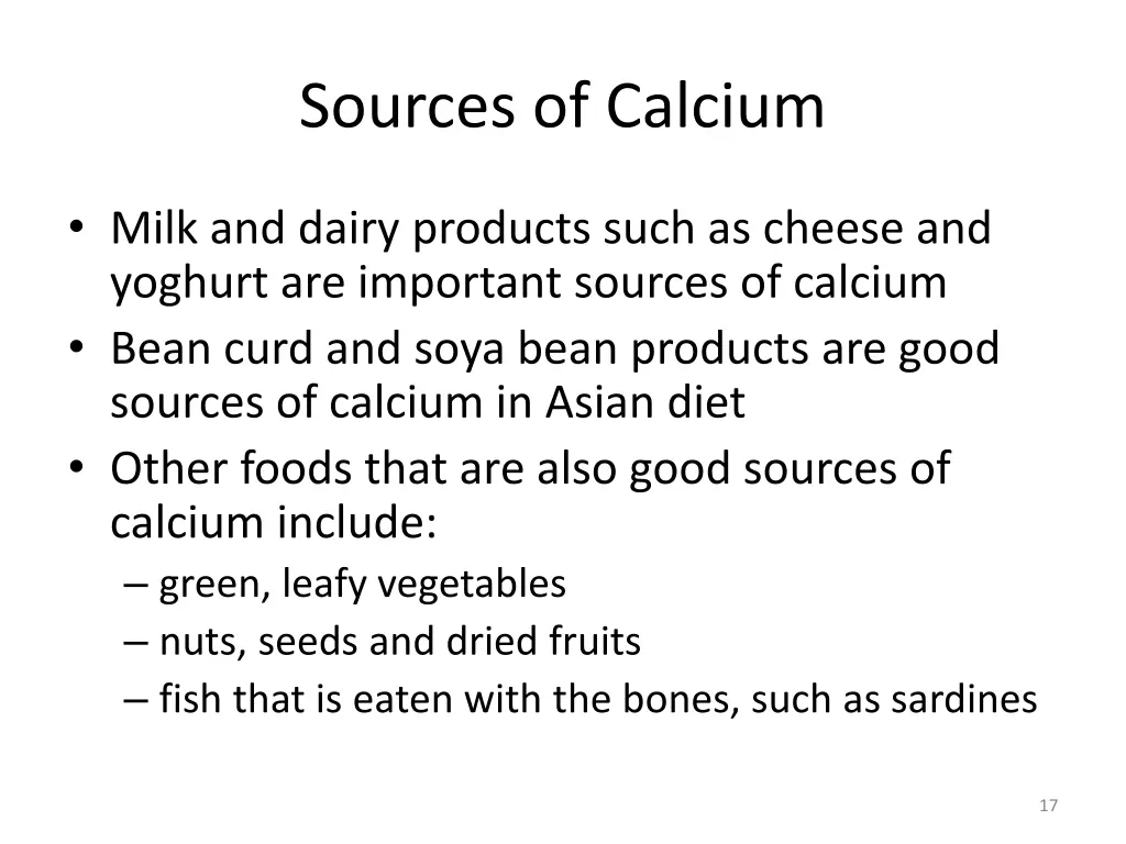 sources of calcium