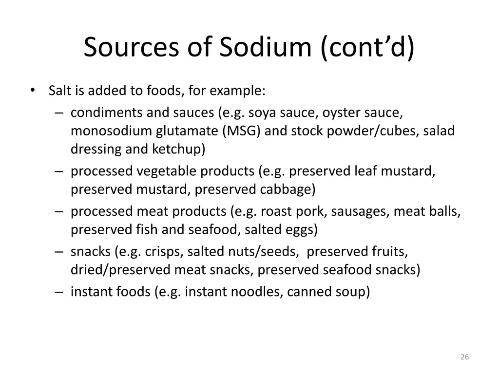 sources of s odium cont d