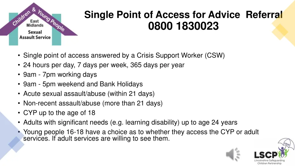 single point of access for advice referral 0800
