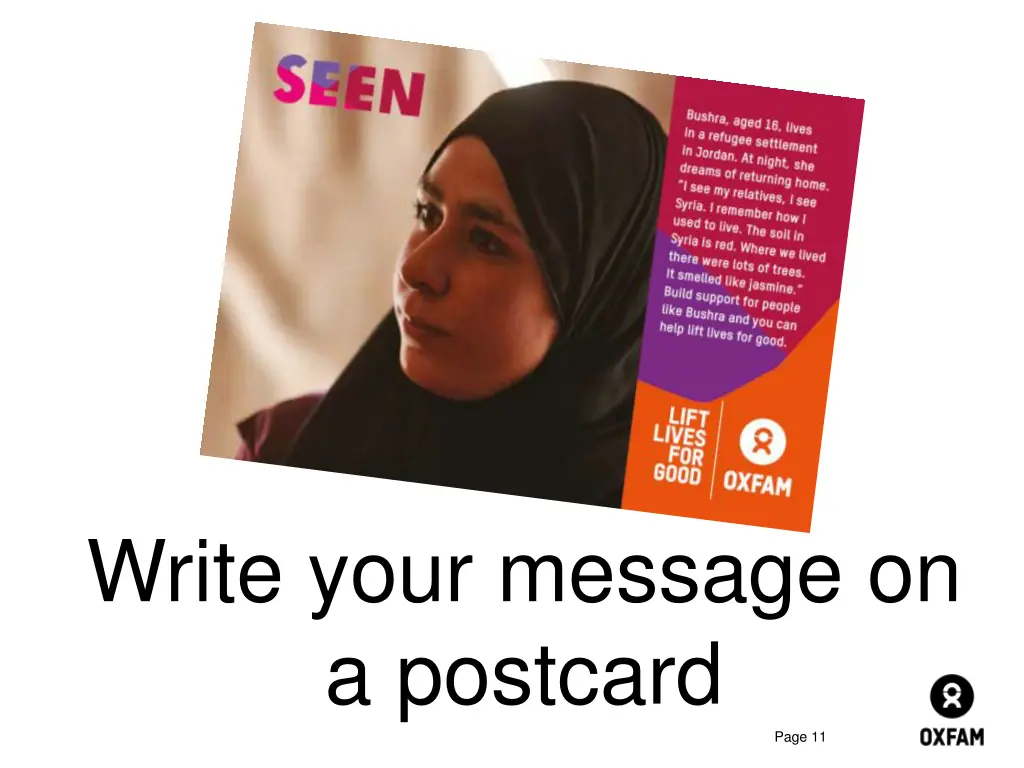 write your message on a postcard