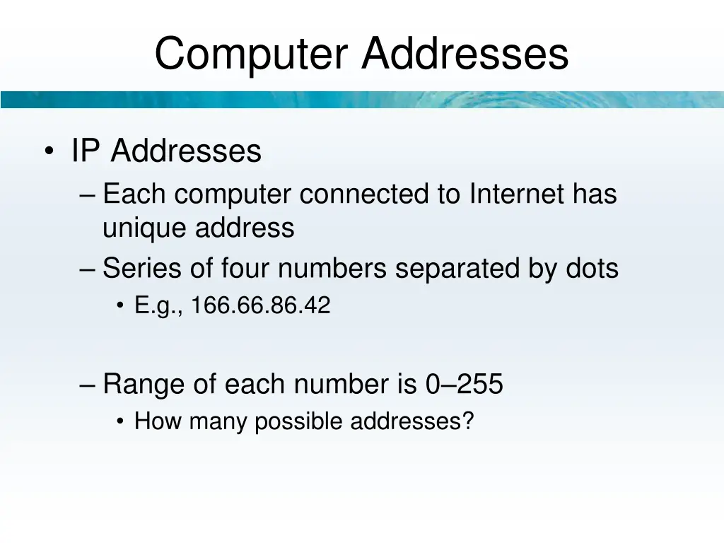 computer addresses