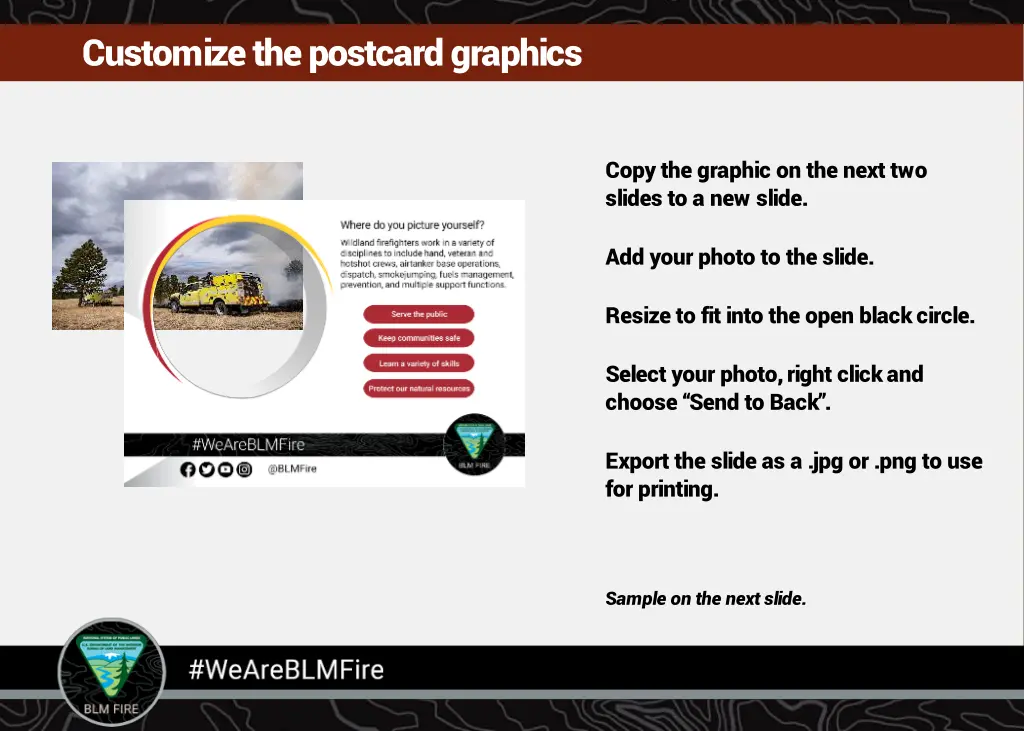 customize the postcard graphics