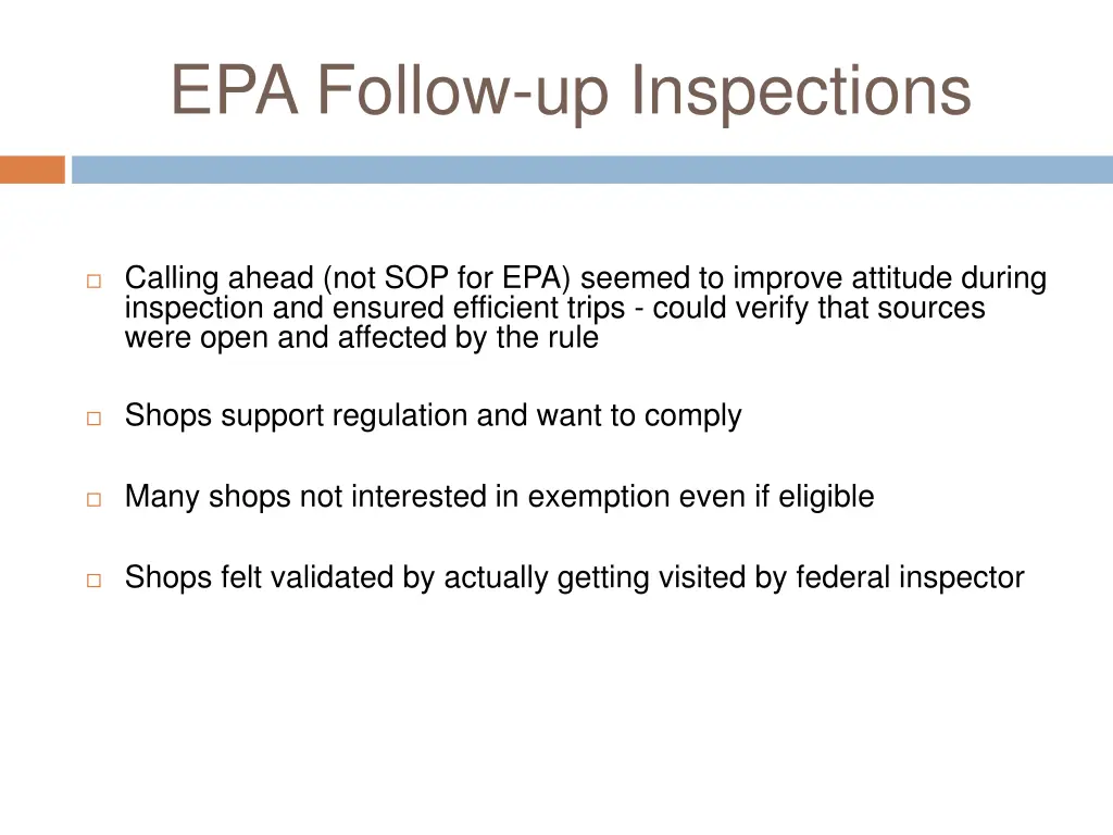 epa follow up inspections