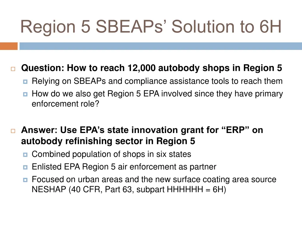 region 5 sbeaps solution to 6h