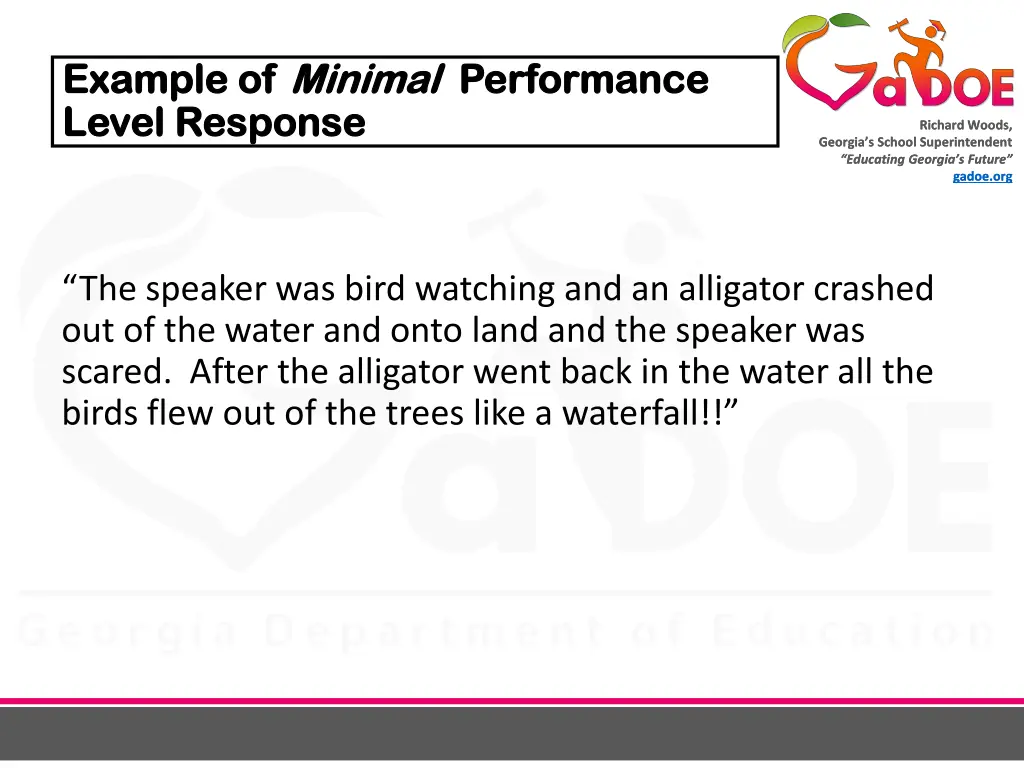 example of example of minimal level response 1