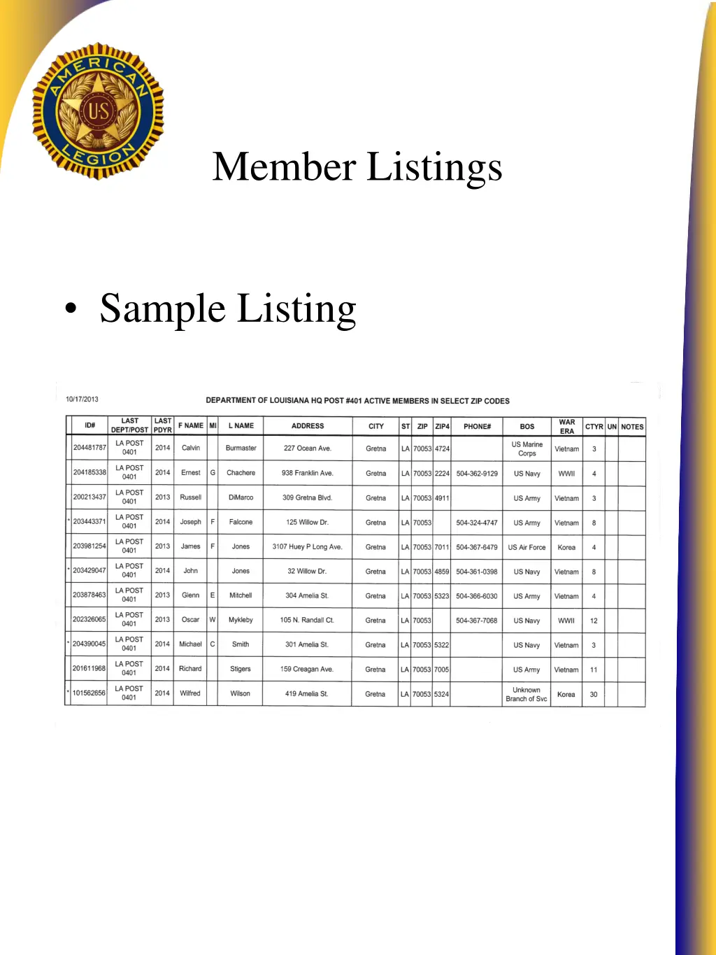 member listings