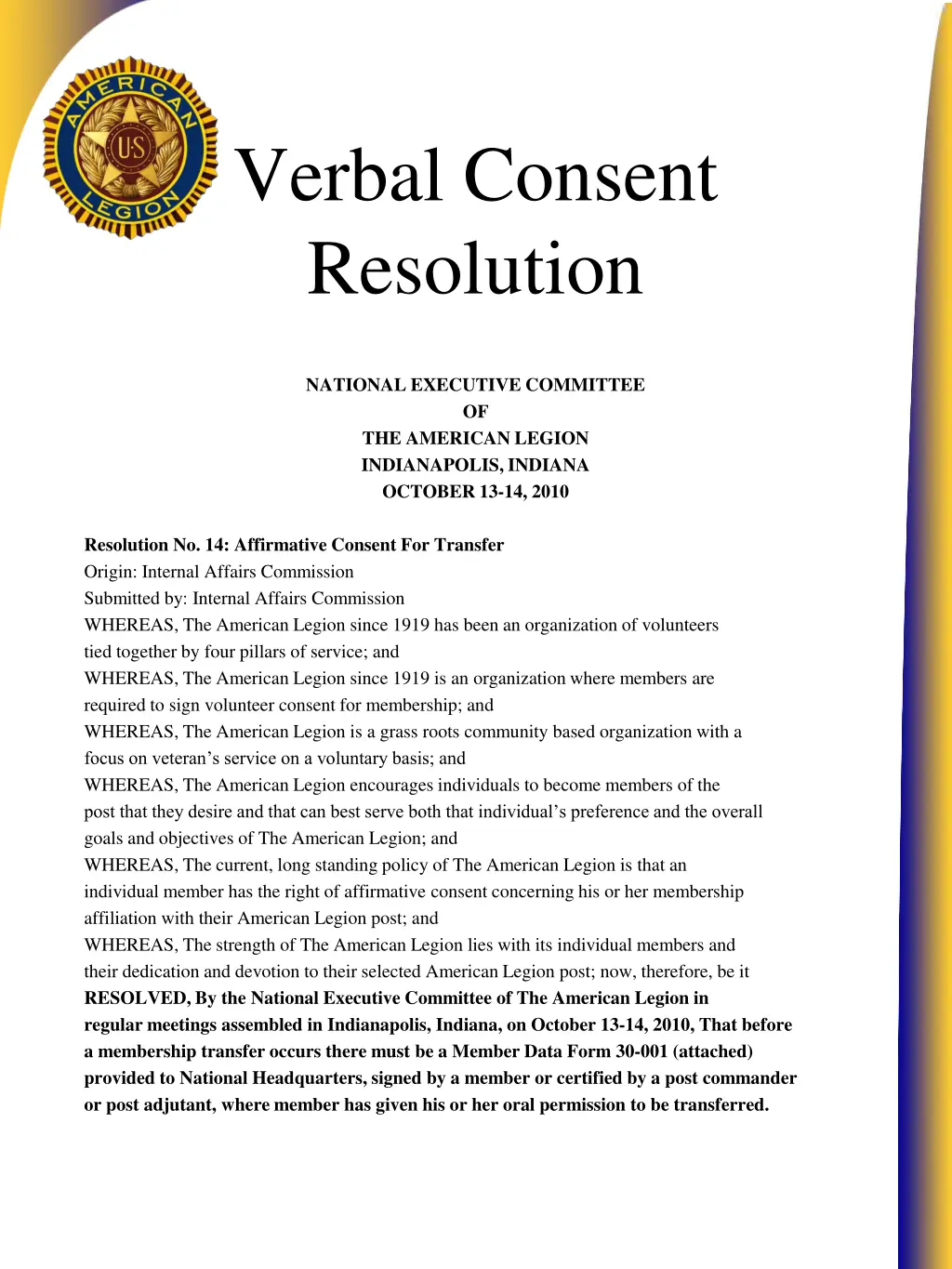 verbal consent resolution