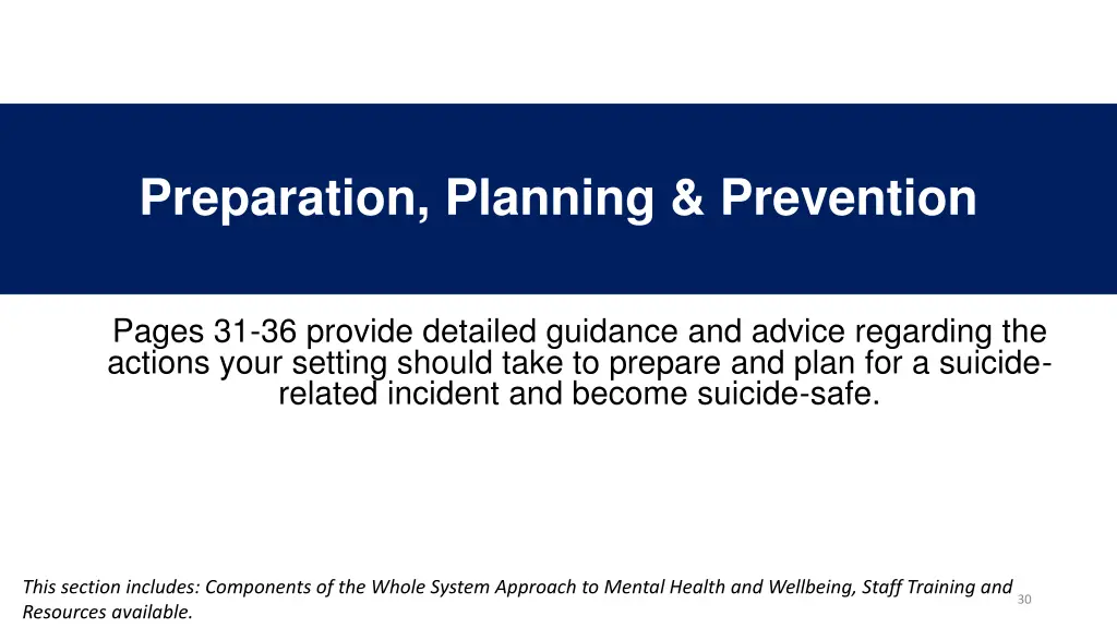 preparation planning prevention