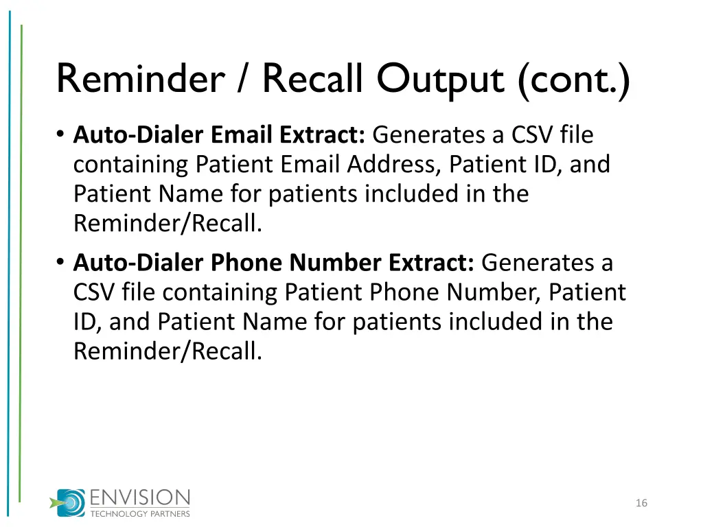 reminder recall output cont 1