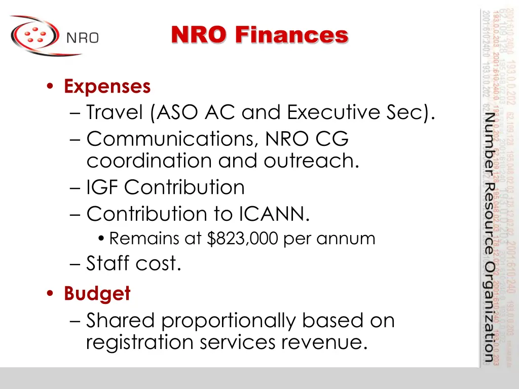 nro finances