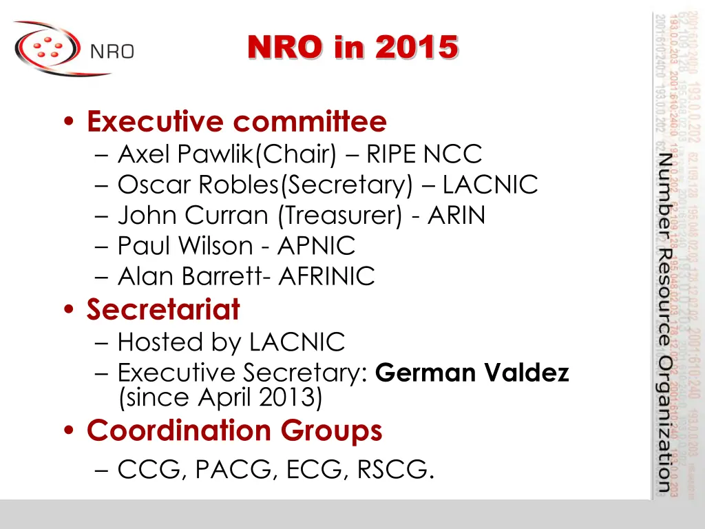 nro in 2015