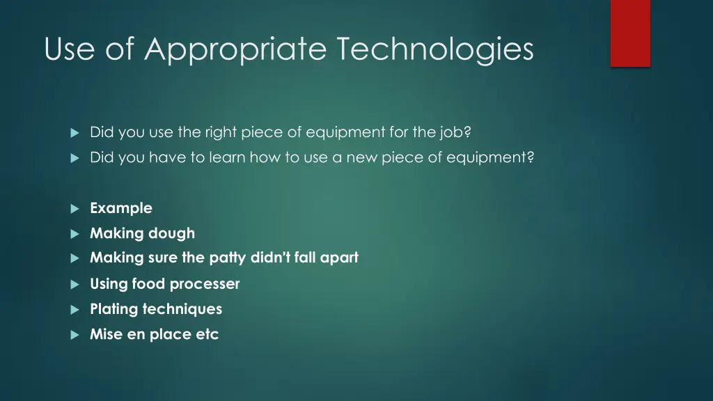 use of appropriate technologies