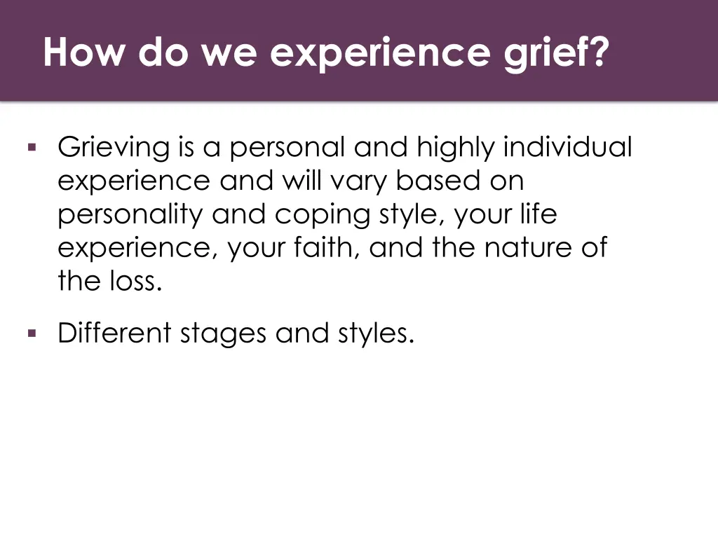 how do we experience grief