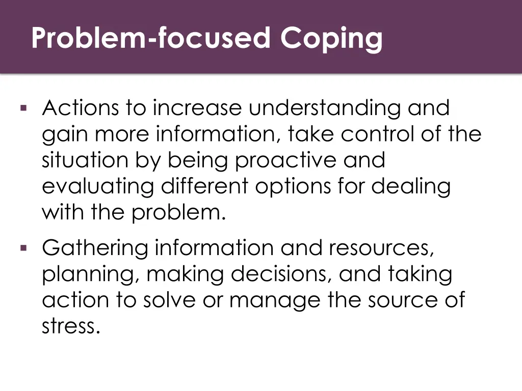 problem focused coping