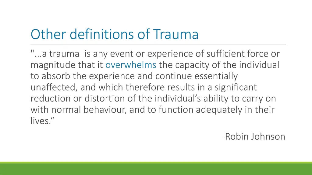 other definitions of trauma