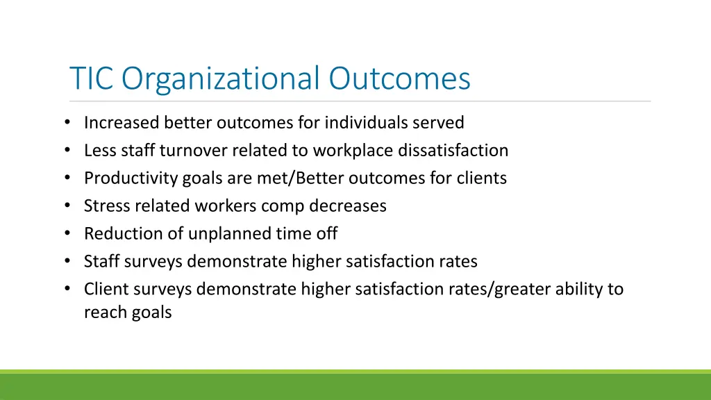 tic organizational outcomes