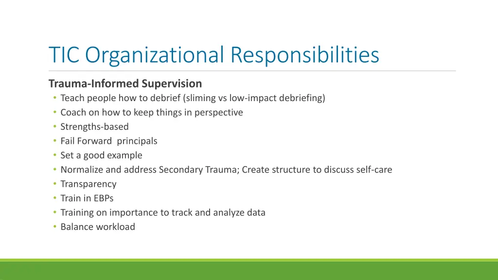 tic organizational responsibilities