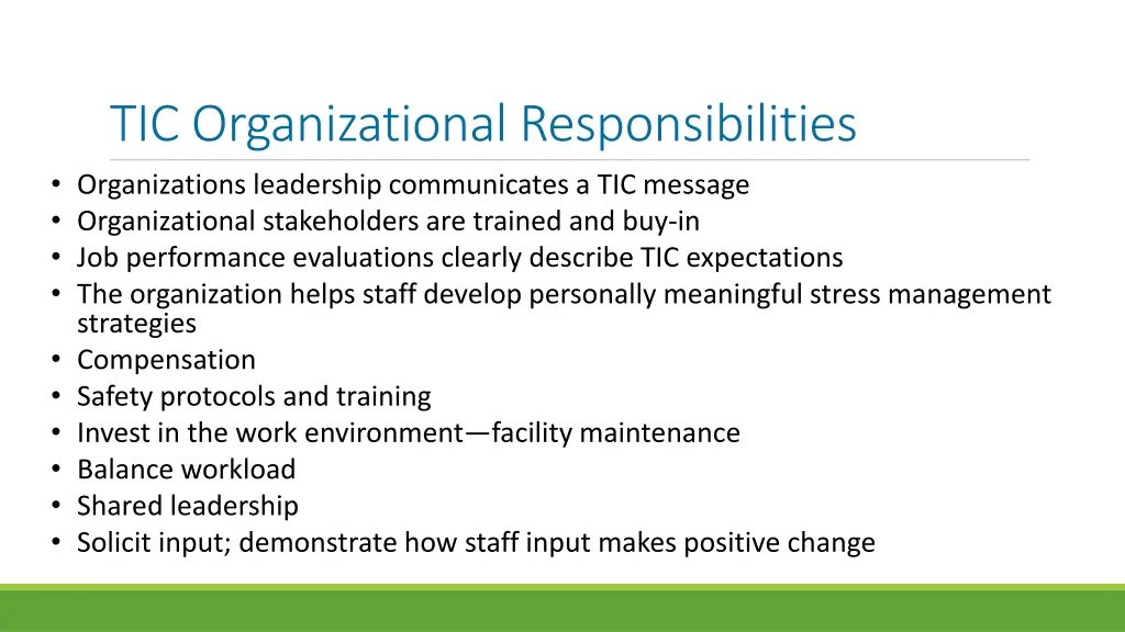 tic organizational responsibilities organizations